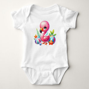 Body Para Bebé Watercolor Flamingo Personalizado Clipart