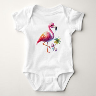 Body Para Bebé Watercolor Flamingo Personalizado Clipart