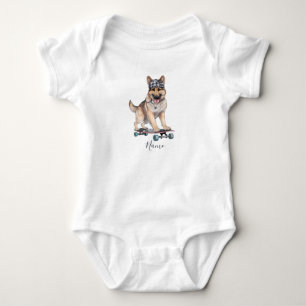 Body Para Bebé Watercolor German Shepherd Baby Bodysuit