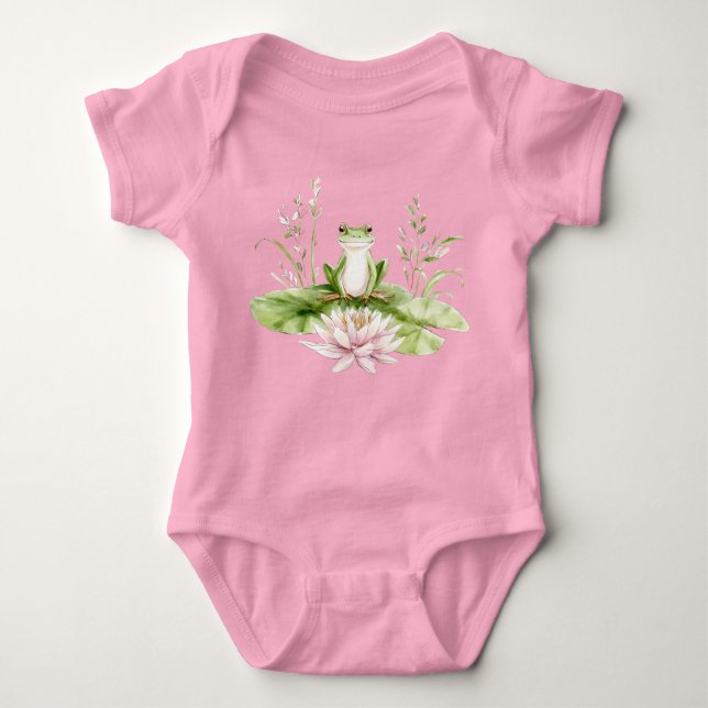 Body Para Bebé Watercolor Green Frog  (Anverso)