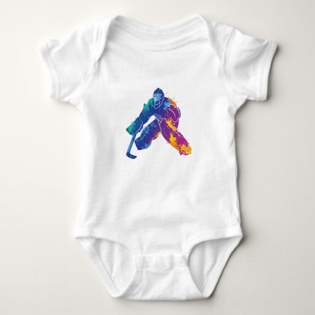 Body Para Bebé Watercolor Ice Hockey Goalie (Anverso)