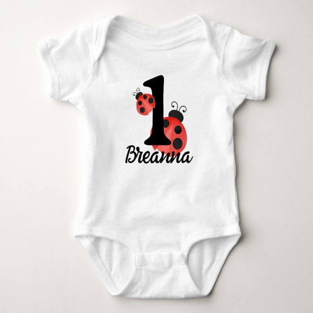 Body Para Bebé Watercolor Ladybug First Birday Party Bodysuit (Anverso)