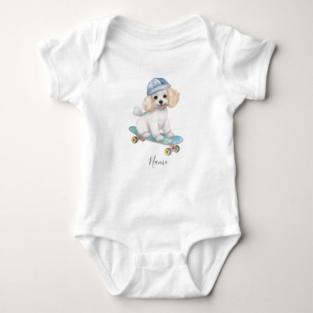 Body Para Bebé Watercolor Poodle Baby Bodysuit (Anverso)