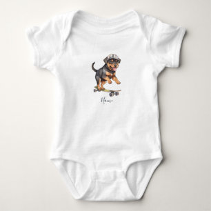 Body Para Bebé Watercolor Rottweiler Baby Bodysuit