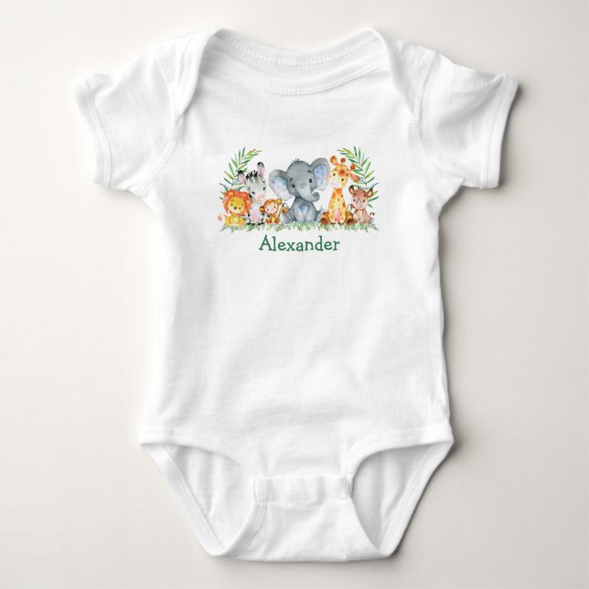 Body Para Bebé Watercolor Safari Jungle Baby Animales (Anverso)