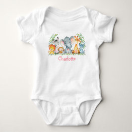 Body Para Bebé Watercolor Safari Jungle Cute Baby Animals