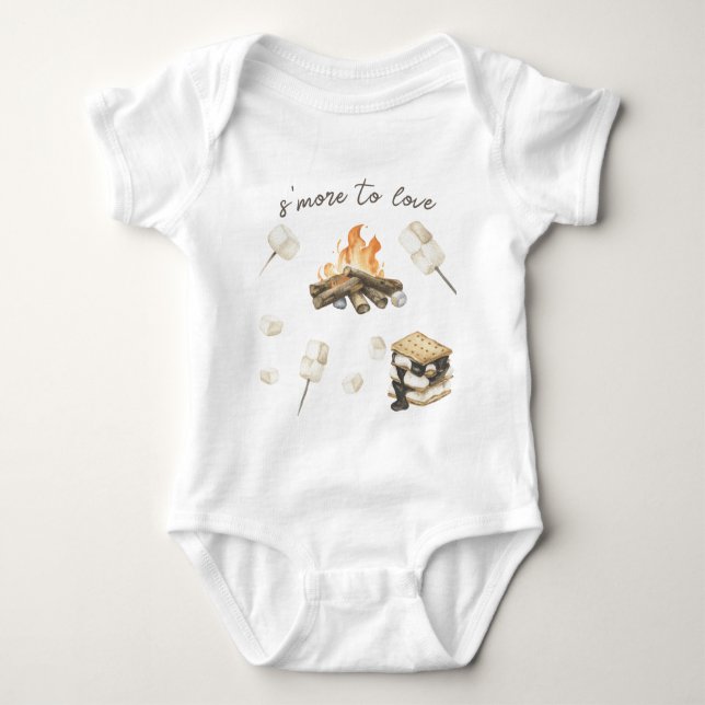 Body Para Bebé Watercolor S'more Baby Shower  (Anverso)