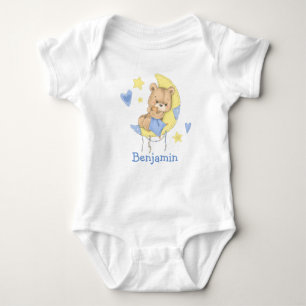 Body Para Bebé Watercolor Teddy Bear Moon Baby Bodysuit