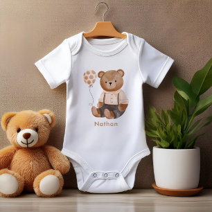 Body Para Bebé Watercolor Teddy Bear Personalizado
