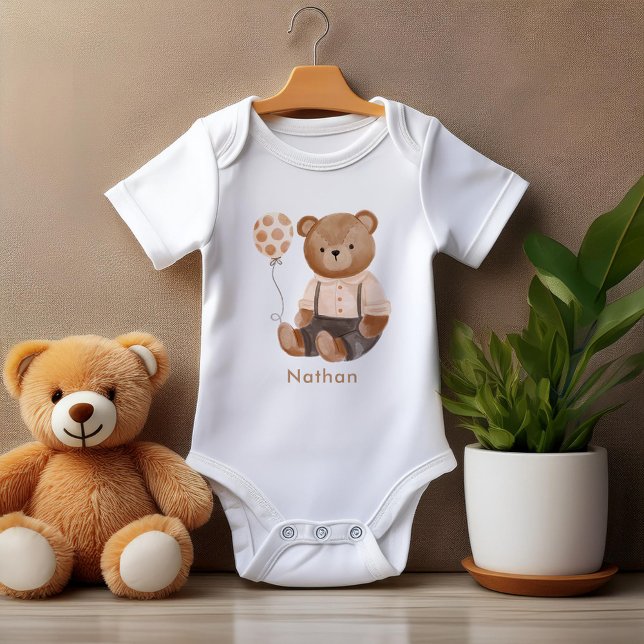 Body Para Bebé Watercolor Teddy Bear Personalizado (Subido por el creador)