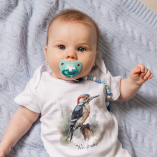 Body Para Bebé Watercolor Woodpecker Woodland, personalizado