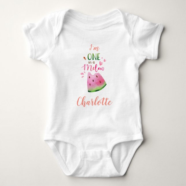 Body Para Bebé Watermelon baby bodysuite One in a melon chica (Anverso)