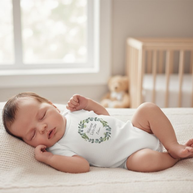 Body Para Bebé Welcome Little One  Eucalyptus Wreath Bodysuit (Subido por el creador)