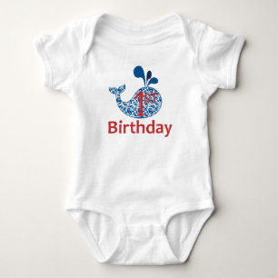 Body Para Bebé Whale Nautical First Birday Boy Bodysuit