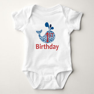 Body Para Bebé Whale Nautical First Birday Boy Bodysuit