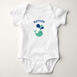 Body Para Bebé Whale Personalizado Nautical Baby Boy One Piece Te