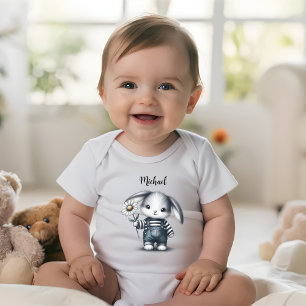 Body Para Bebé Whimsical Boy Bunny con nombre