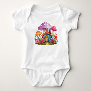 Body Para Bebé Whimsy Wonderland Mushroom House Baby Bodysuit