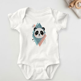 Body Para Bebé White Baby Bodysuit with Cute Panda 