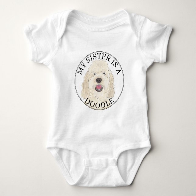 Body Para Bebé White Cream Golden Doodle Dog Big Sister (Anverso)