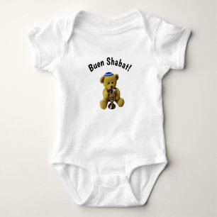 Body Para Bebé White Ladino Shabbat Teddy Bear Baby Bodysuit