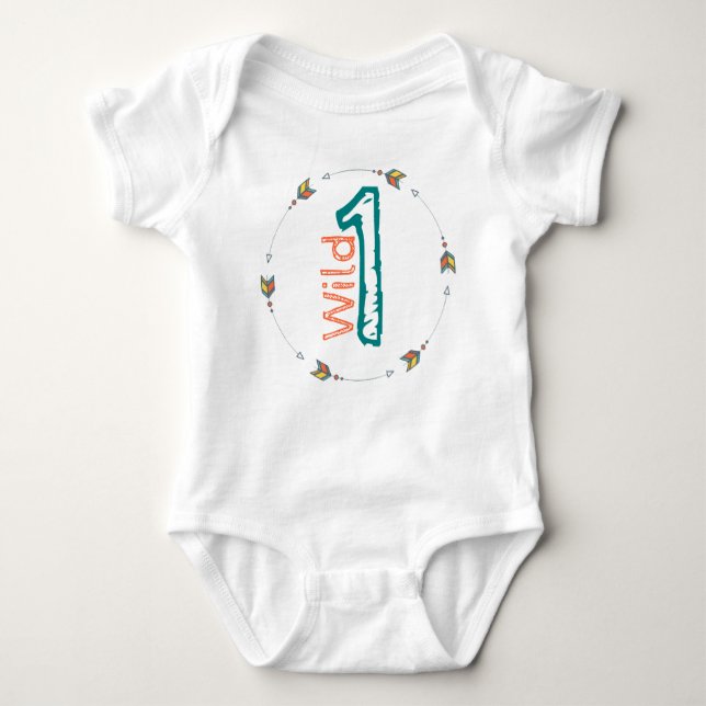 Body Para Bebé Wild One Baby First Birthday Tribal Arrow Boho (Anverso)
