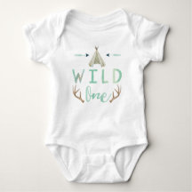 Wild One Tribal Teepee Blue Baby Bodysuit