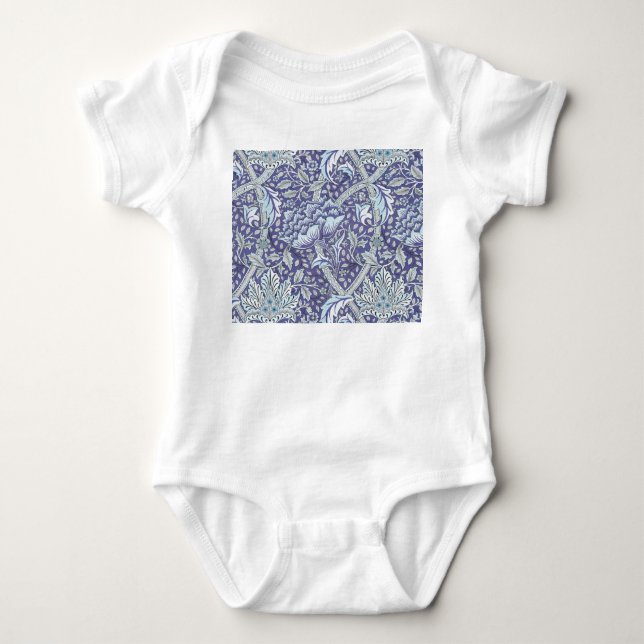 Body Para Bebé William Morris Windrush patrón floral azul (Anverso)