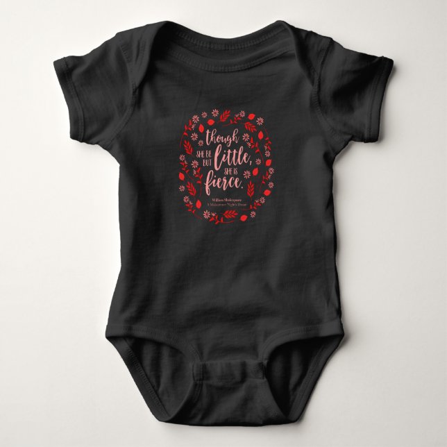 Body Para Bebé William Shakespeare pequeño pero feroz floral rojo (Anverso)