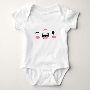 Body Para Bebé Winking rosa Kawaii Enfrentando ropa infantil