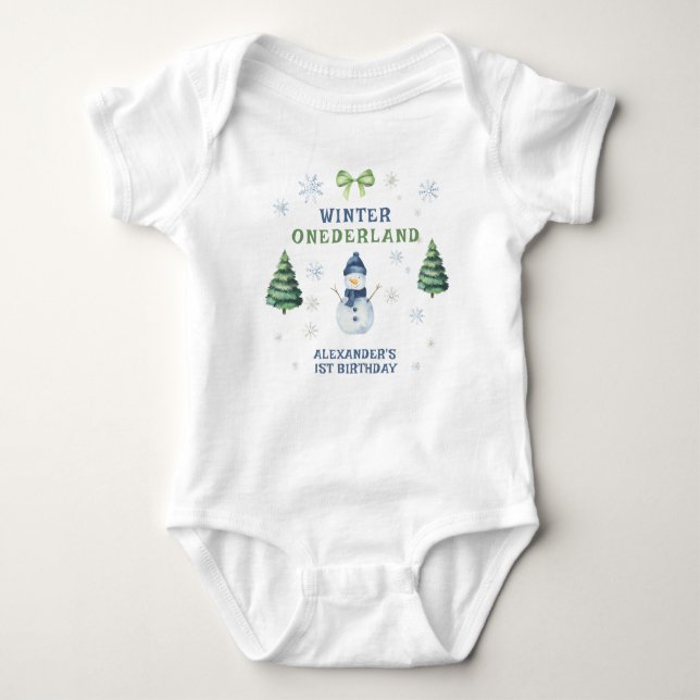 Body Para Bebé Winter Onederland Snowman 1er cumpleaños (Anverso)