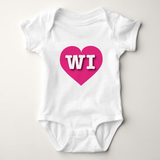 Body Para Bebé Wisconsin Hot Pink Heart - Me encanta WI (Anverso)