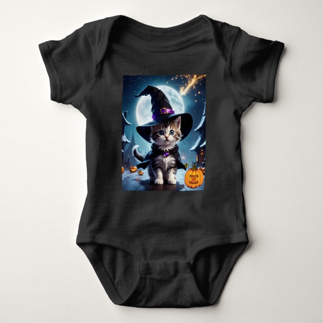 Body Para Bebé Witch Kitten Cute Halloween (Anverso)