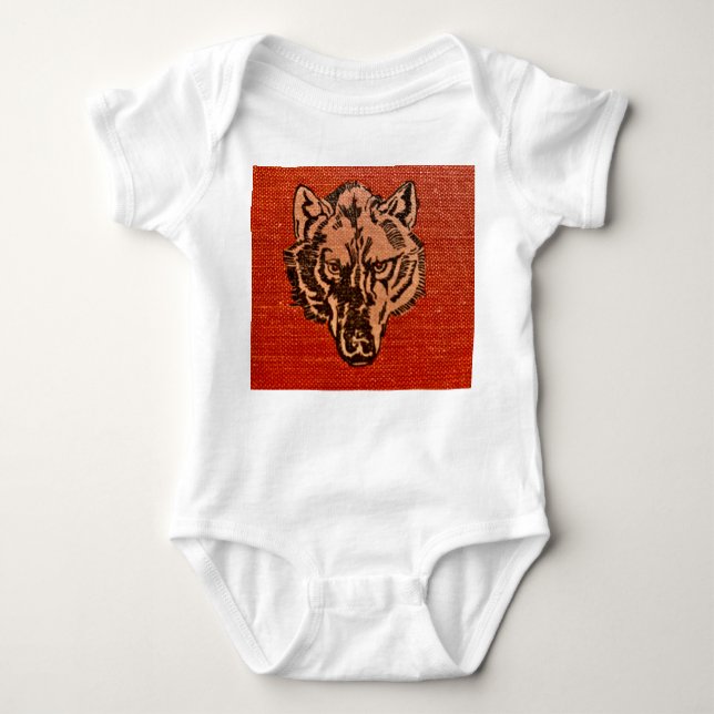 Body Para Bebé Wolf Head on Red (Anverso)
