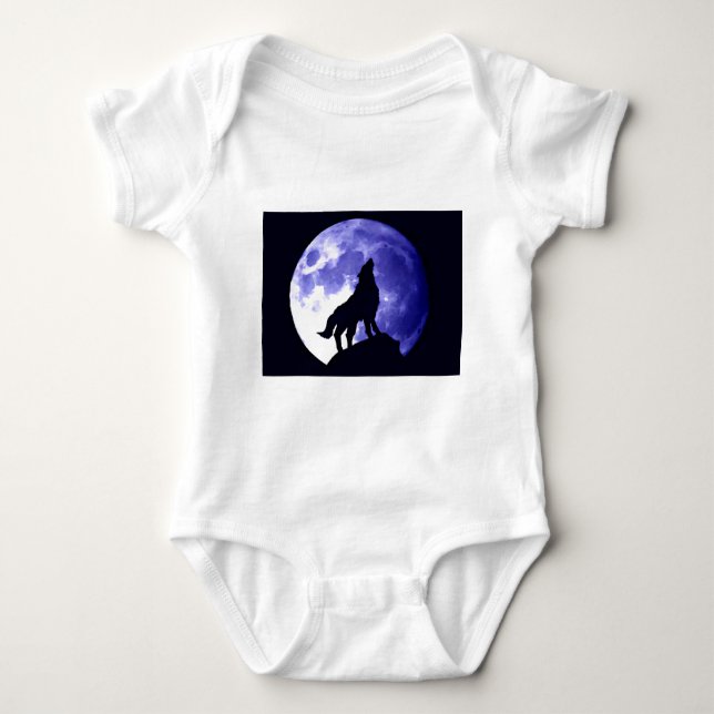 Body Para Bebé Wolf Howling en la Luna (Anverso)