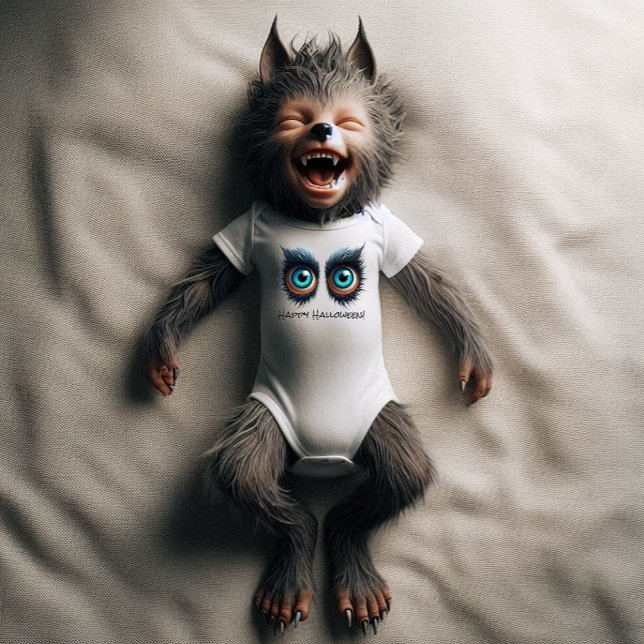 Body Para Bebé Wolf Monster Eyes - Feliz Halloween (Subido por el creador)