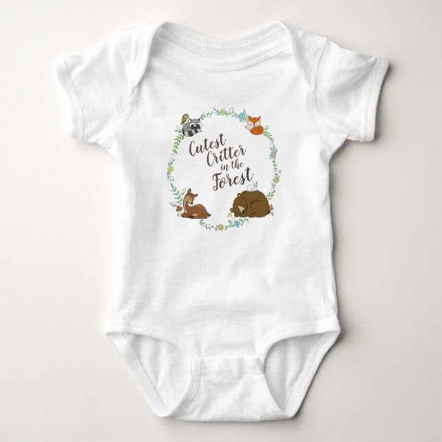 Body Para Bebé Woodland Animal Baby Shower (Anverso)