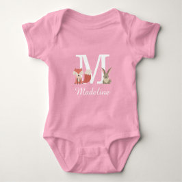 Body Para Bebé Woodland Animals Baby Girl Monograma Inicial