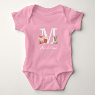 Body Para Bebé Woodland Animals Baby Girl Monograma Inicial