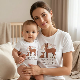 Body Para Bebé Woodland Deer Baby Mom Love First Mothers Day Art