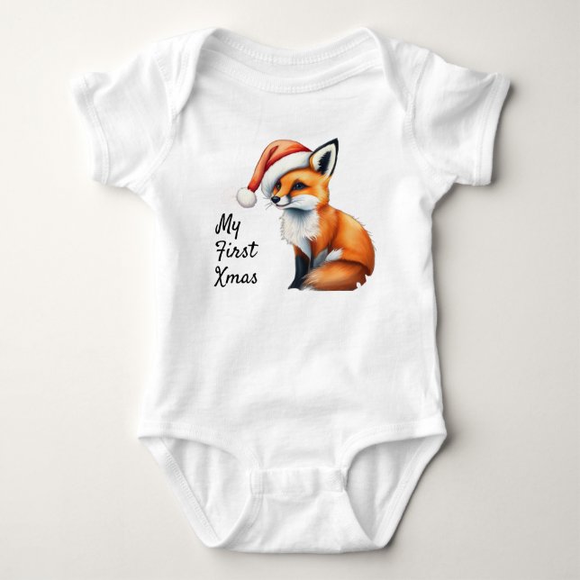 Body Para Bebé Woodland fox My First Xmas Baby One-piece (Anverso)