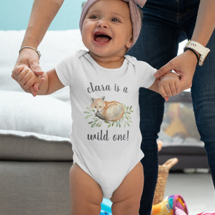 Body Para Bebé Woodland Fox   Primer cumpleaños personalizado