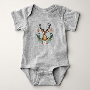 Body Para Bebé Woodland Harmony – Boho Deer Botanical Illustratio