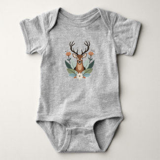 Body Para Bebé Woodland Harmony – Boho Deer Botanical Illustratio