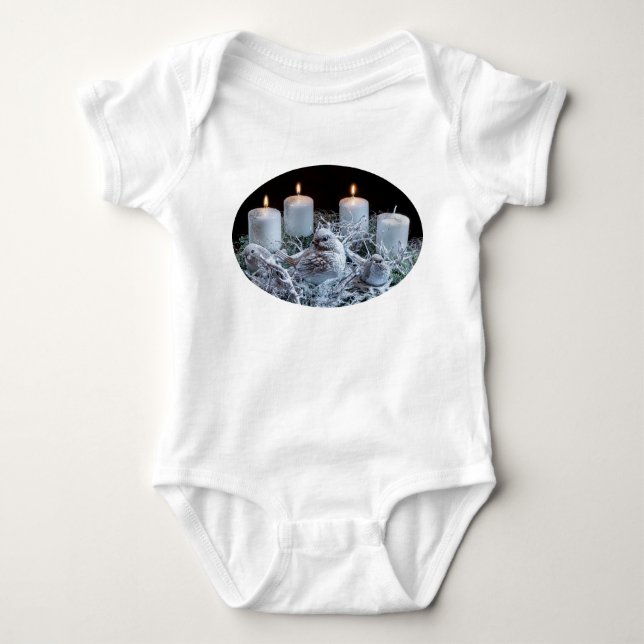 Body Para Bebé Wreath de advenimiento blanco (Anverso)