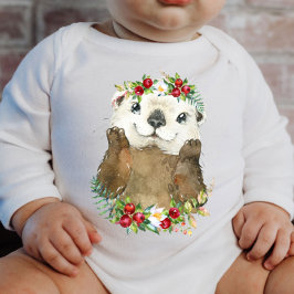 Body Para Bebé Wreath de animales de bosque de Otter Sea Woodland