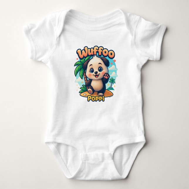 Body Para Bebé Wuffoo Poppi Cute Kawaii Puppy Tropical Island (Anverso)