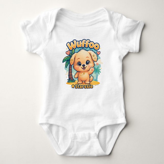 Body Para Bebé Wuffoo Starssie Kawaii Puppy Tropical Island (Anverso)