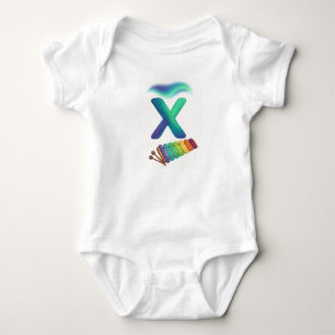 Body Para Bebé Xilófono de letra X personalizable con luces del n