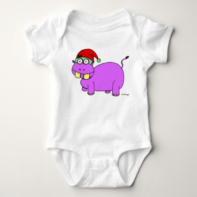 Body Para Bebé Xmas Hippo Creeper Infantil (Anverso)
